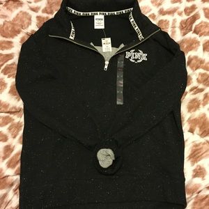 Victoria's Secret Black Speckled Quarter Zip