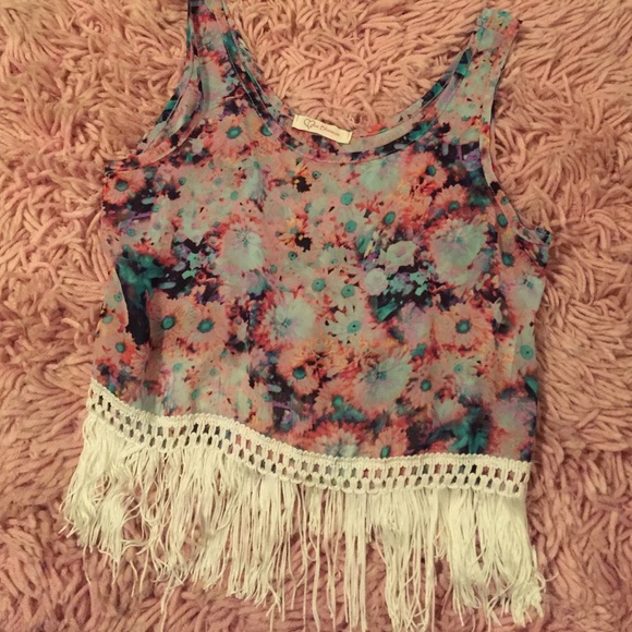 love blossom floral fringe top