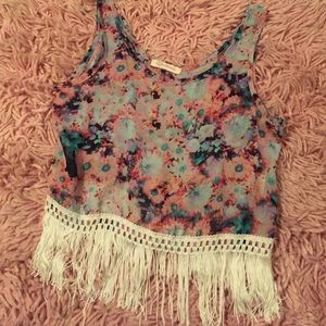 love blossom floral fringe top