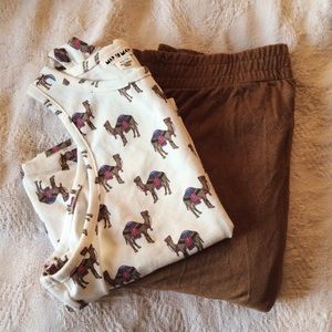 XS Boho Camel Crop Top + Suede Leggings