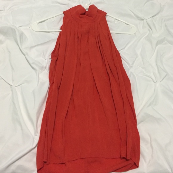 orangey red high neck