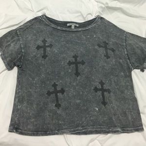 gray cross crop top