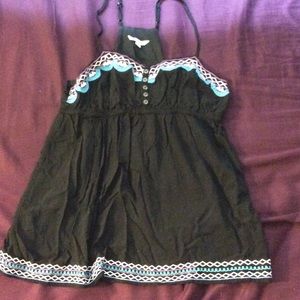 Black/embroidered spaghetti strap blouse