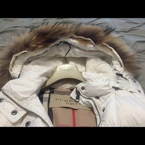 Burberry jacket w/detachable raccoon trimmed hood