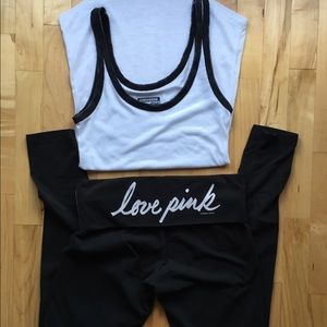 Love PINK VS yoga pant and Converse Tank top