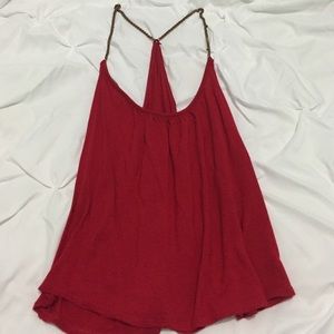 red chained loose tank