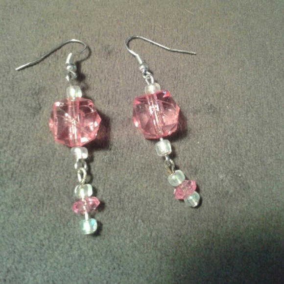 Pink Dangly Earrings