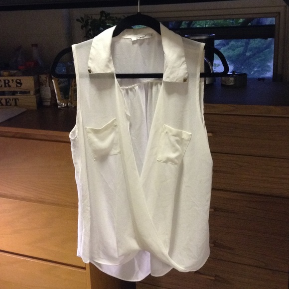 White Polyester Formal Slouchy Top