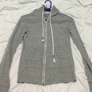 gray zip up jacket
