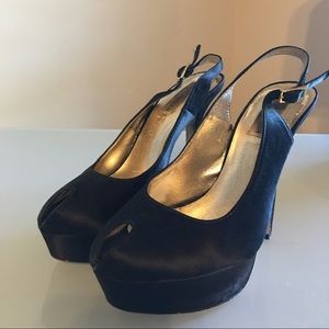 Satin Steve Madden Peep Toe Heels