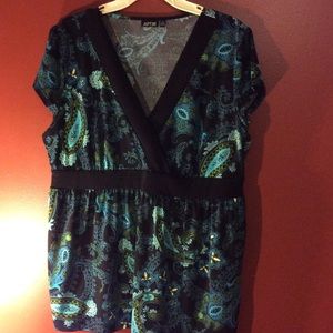 Black and Blue Print Top