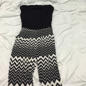 black and white print jumpsuit