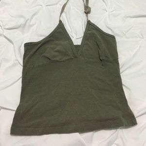 army green halter crop top