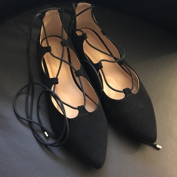 Black Laced Up Flats