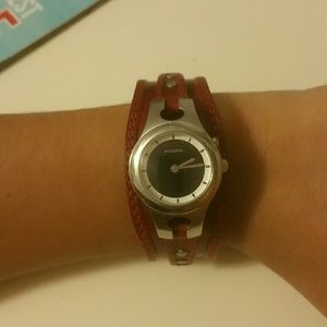 Fossil watch with leather band