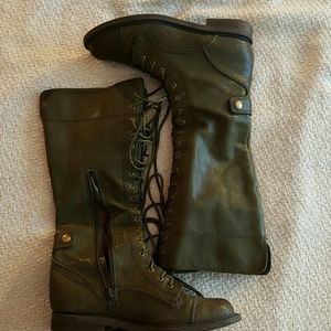 Lucky Brand Green Leather, Lace up Boots Size 6.5