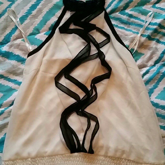 White w/ Black lined front dressy shirt