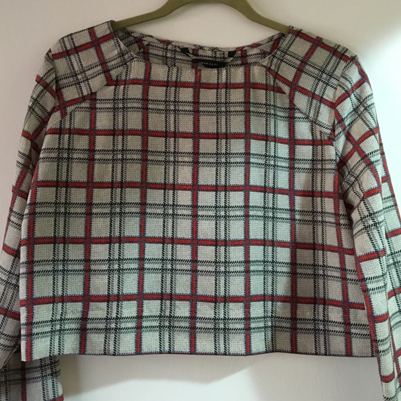 Plaid Zara checkered blouse long sleeve top