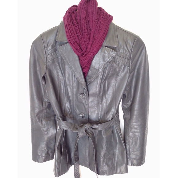 Wilsons Leather Jackets & Blazers - Vintage Wilsons Leather Grey Belted Jacket