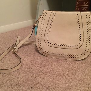 Cream and gold cross body bag