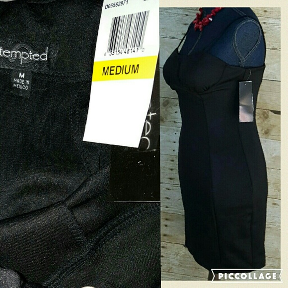📮FIRM📮Macys Tempted NWT LBD BodyCon Black Dress - Picture 4 of 4