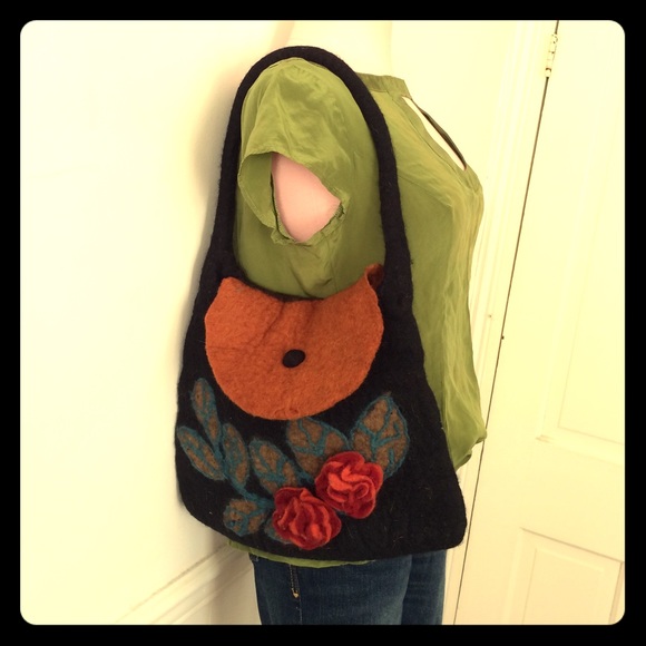 Rising Tide 100% Wool Floral Purse