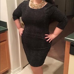 Forever 21+ black & silver shimmer bodycon dress