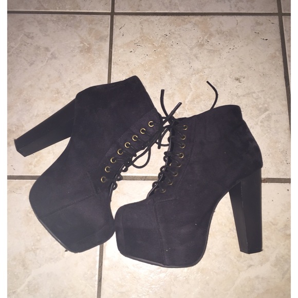 Black Suede Platform Booties