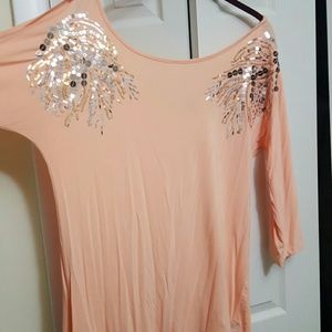 Peach sequin shirt