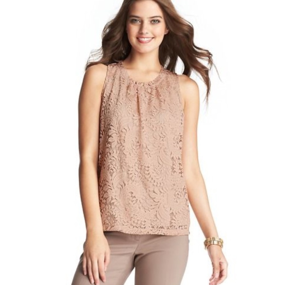 Loft blush lace tank