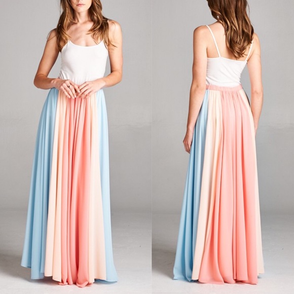 🆕SHARDE color block maxi skirt - CORAL mix - Picture 2 of 3