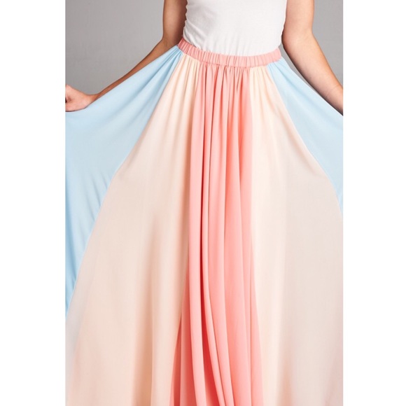 🆕SHARDE color block maxi skirt - CORAL mix - Picture 3 of 3
