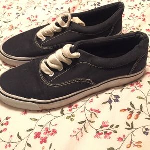 black and white vans-style sneaker