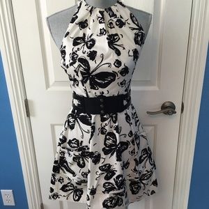Back and white butterfly print dress