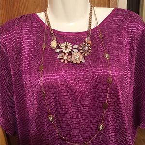 Tanjay cap sleeve blouse in fuchsia size 3x