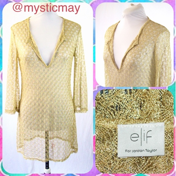 Elif for Jordan Taylor Other - 💐HP💐 Gold Metallic Cover Up Swim Tunic Size 10/M