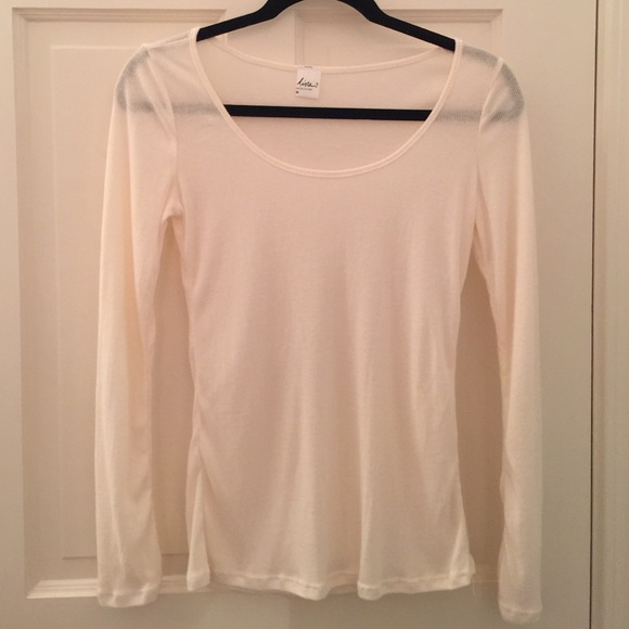Cream ribbed long sleeve
