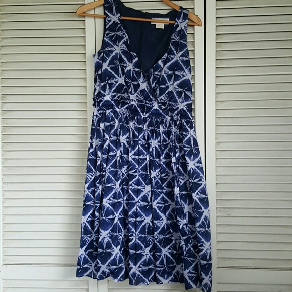 Michael Kors blue & white tie-dye dress sz 4