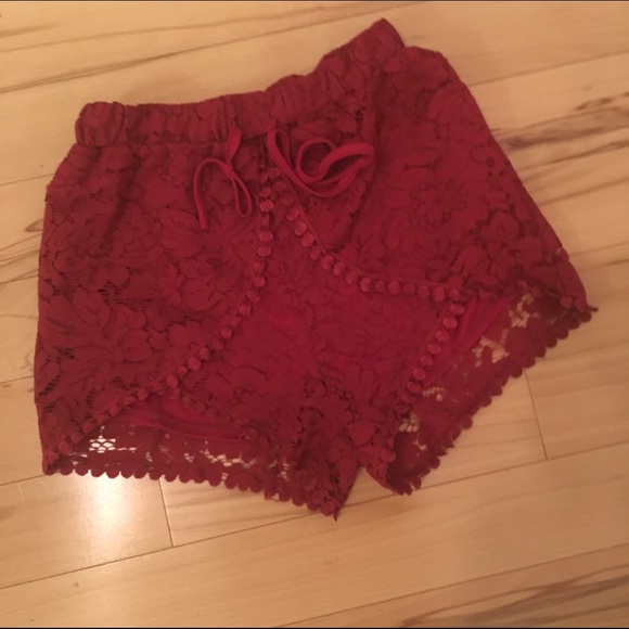 Cranberry lace shorts