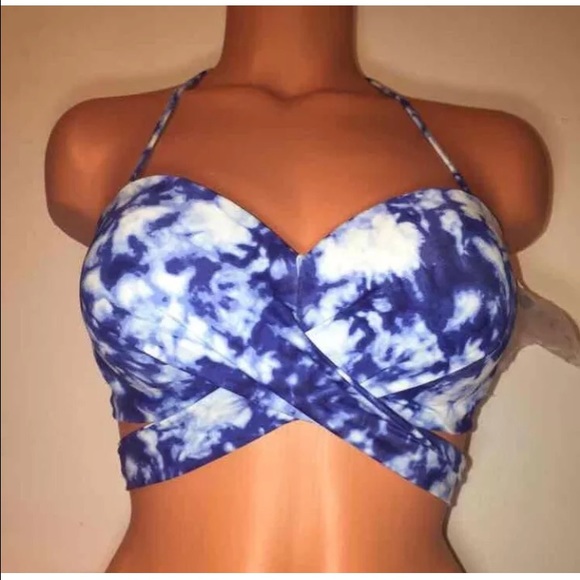 🚫SOLD🚫NEW PINK VS TIE DYE WRAP TOP SWIM - Picture 2 of 4