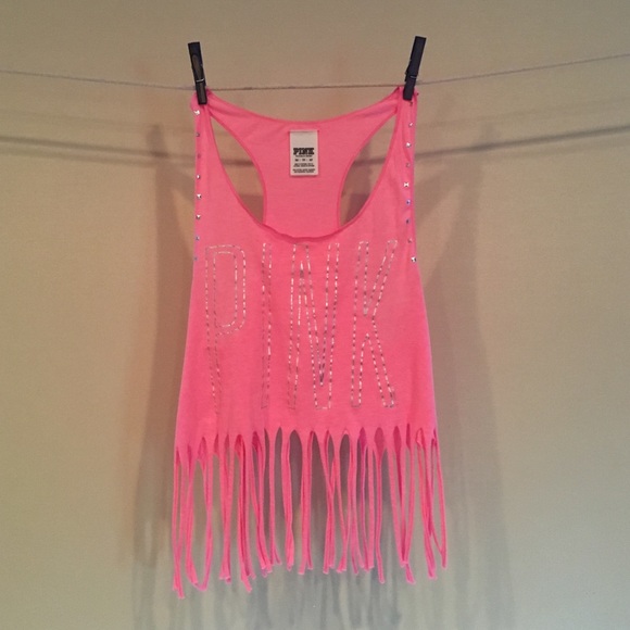 Hot pink fringe tank