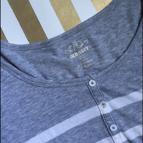 Old Navy gray stripe henley. - Picture 2 of 2