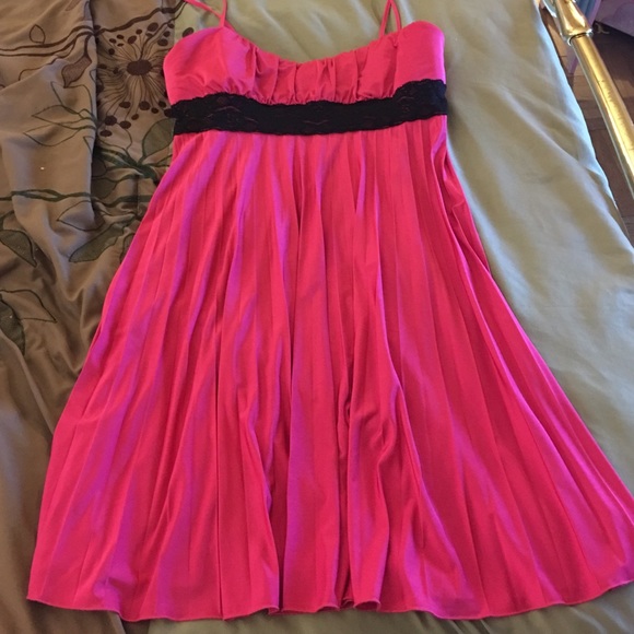 Pink dress with black lace