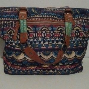 Embroidered Canvas & Leather Festival Tote