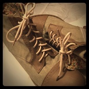 Canvas booties with floral lining- worn twice.
