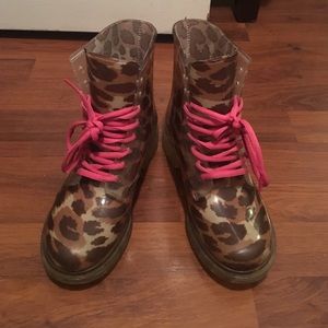 Brown camouflage rain boots