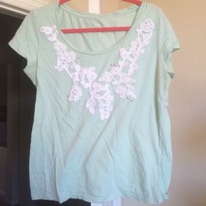 Mint green embellished Merona top