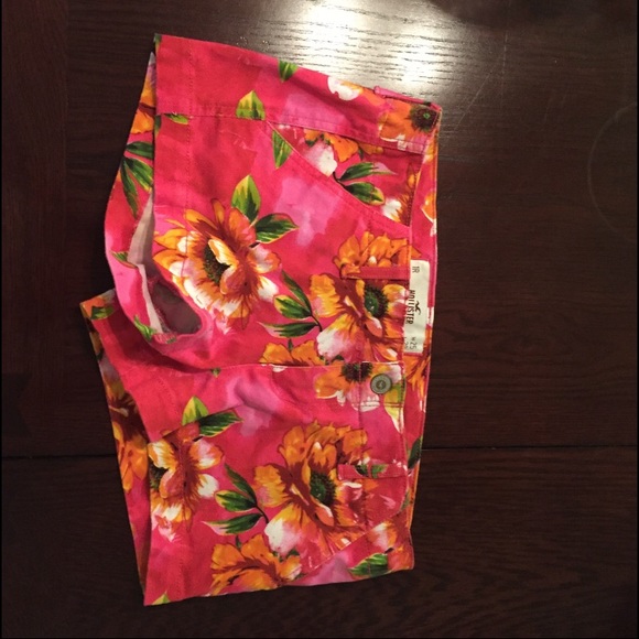 Pink floral hollister shorts