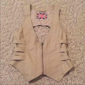 Tan leather vest