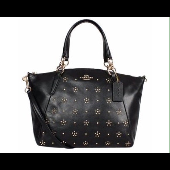 Coach Small Studded Kelsey Black Leather